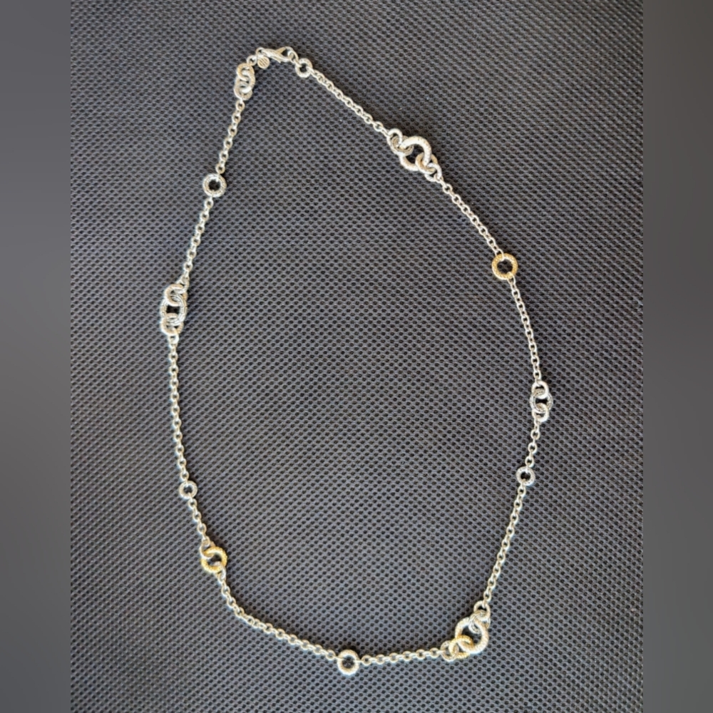John Hardy Classic Chain Station Long Necklace Sterling Silver 18K Gold